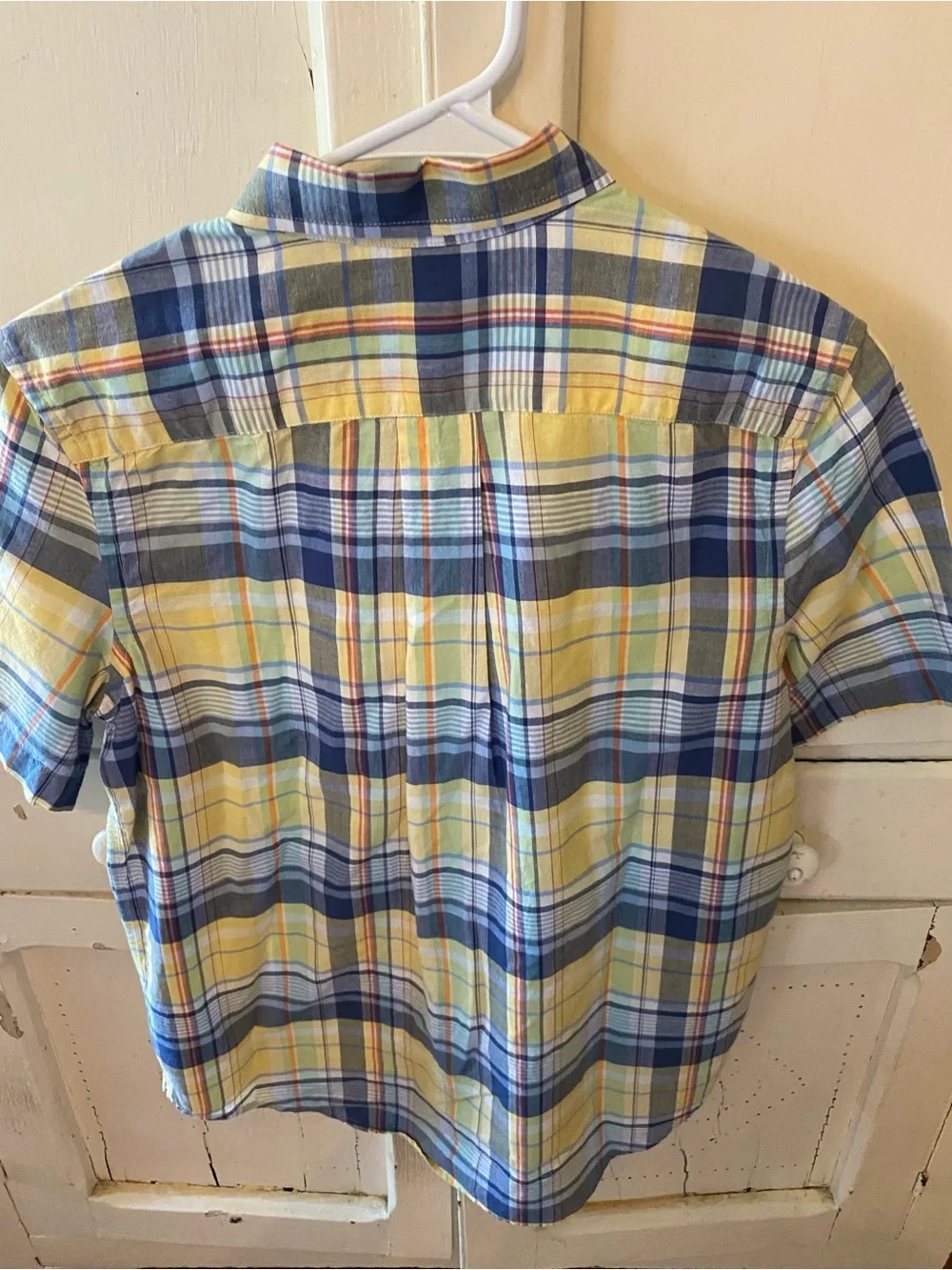 Ralph Lauren Yellow and Blue Plaid Short-Sleeve Button-Down Shirt